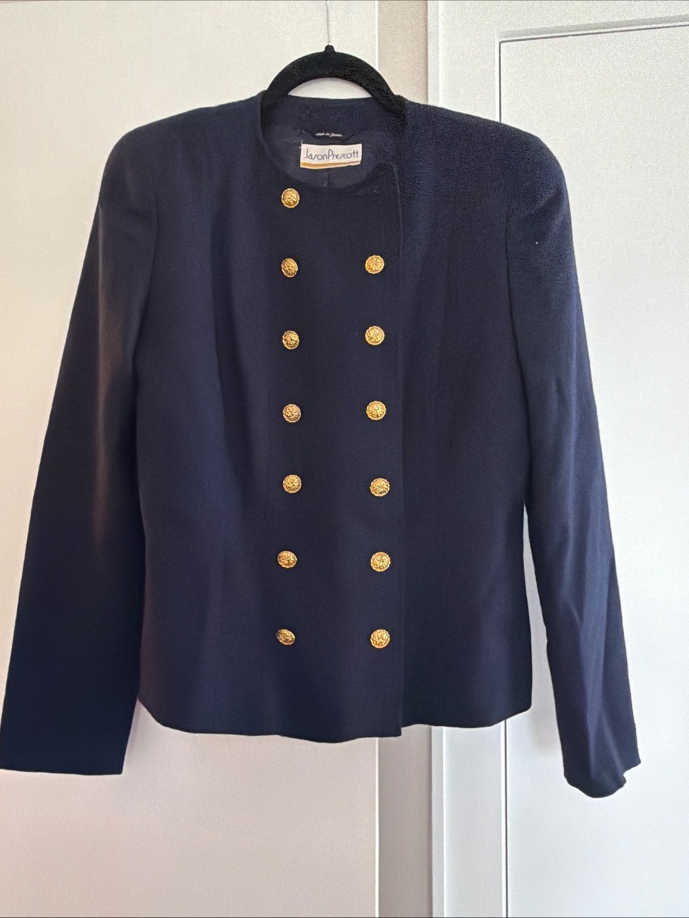 Navy wool  blazer with gold buttons women size 6